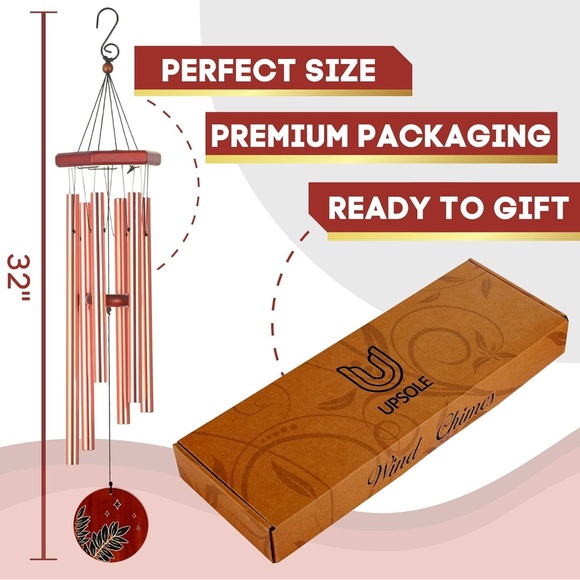 Hand Crafted Outdoors Soothing Deep Tone Metal Wind Chimes 32” - Picture 3 of 4